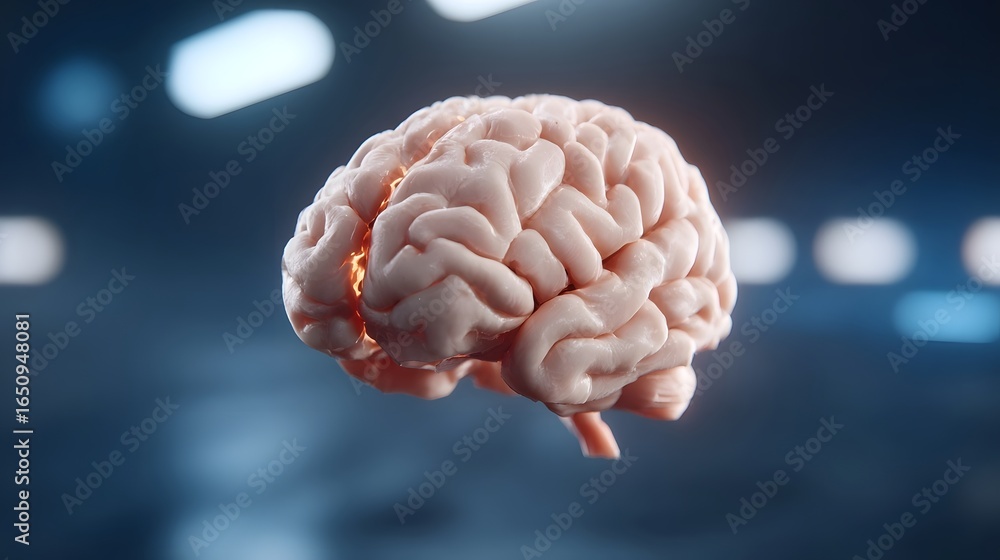 Aufkleber a digital brain scan render conveys cognitive or neurological insight