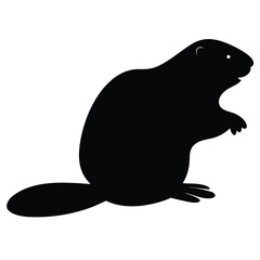 Beaver Silhouette Vector Black Animal Wildlife Clipart for Logos