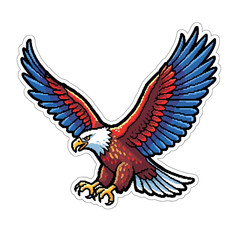 Obraz premium Retro Pixel Art Eagle Sticker - Bright Primary Color Palette