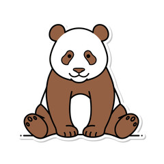 Fototapeta premium Geometric Panda Sticker - Earthy Tones Digital Illustration