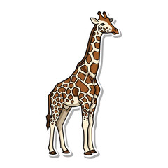 Obraz premium Geometric Giraffe Sticker - Earthy Brown and Cream Design