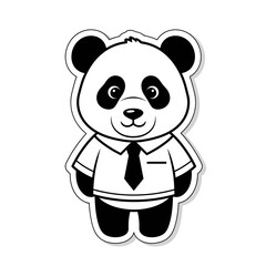 Fototapeta premium Vector Art Panda Sticker - Traditional Black and White Design