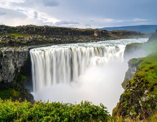 Fototapeta premium Majestic Dettifoss Waterfall in Iceland: Captivating Natural Beauty and Untamed Power