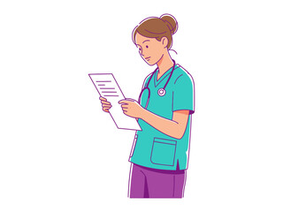 Dedicated Nurse's Consultation: A medical professional intently reviews documents, embodying the essence of care, competence, and attention to detail, providing a feeling of trust.