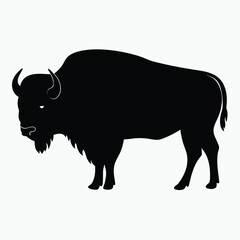 Bison Silhouette Black Vector Wild Animal Outline Illustration