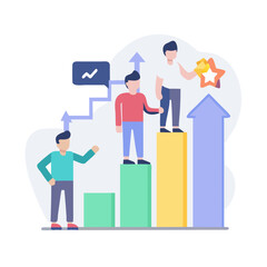 An illustration beautifully depicting the progress achieved in career growth, teamwork, and ambition