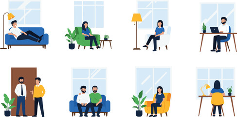 Isometric vector illustration featuring a diverse collection of trees with various shapes and foliage, from deciduous to coniferous, against a white background for nature and landscape designs.