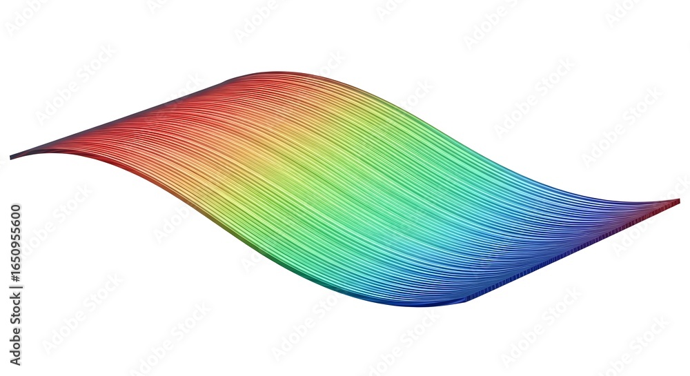 Poster colorful gradient waveform abstract art with smooth curves on white background