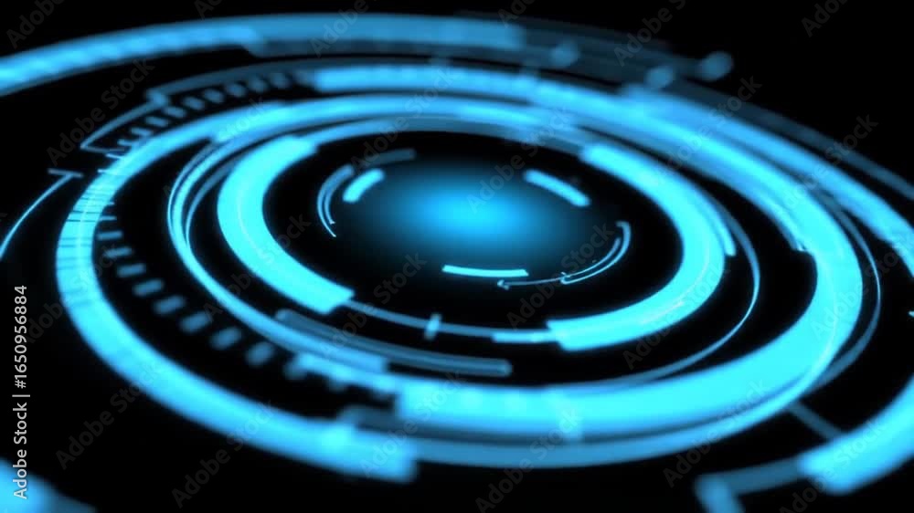 Poster cyan concentric circles create a hightech interface