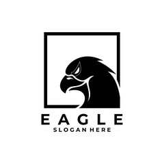 Eagle Head with square line logo design icon