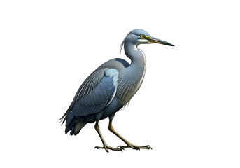 Realistic illustration of a heron standing on one leg against a black background perfect for