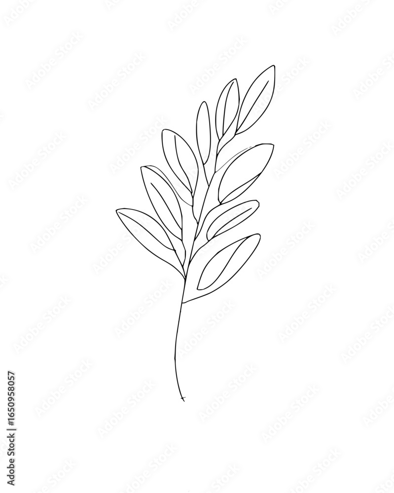 Poster vector art of minimalist leaf branch line art simple vector illustration of a botanical element rela