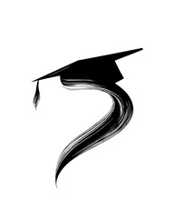 Vector art of elegant graduation cap illustration with brush stroke design  symbolizing academic achievement, education, and the successful completion of studies