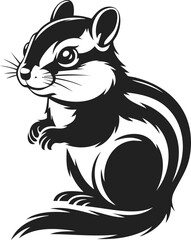 Obraz premium Chipmunk, small mammal, rodent, playful animal, wildlife creature, nature symbol, illustration of chipmunk in vintage engraving style