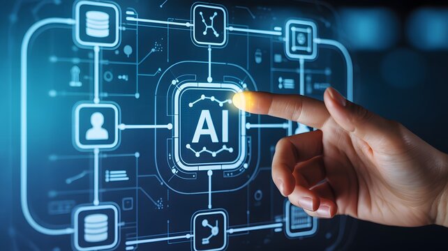 AI Interface Finger Touching Artificial Intelligence Concept