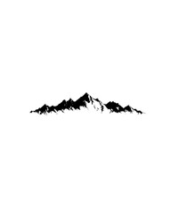  art of a striking silhouette of a mountain range  showcasing jagged peaks and rugged terrain, perfect for outdoor adventure, travel, and nature themed designs