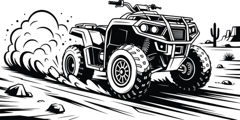 Off-Road ATV Quad Bike, Extreme Sport Vehicle Illustration.