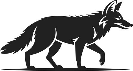 Fototapeta premium Coyote silhouette, wild canine, natural predator, mammal, wildlife symbol, wilderness dog, nature illustration, forest creature, nocturnal hunter, animal art