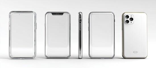 Clear smartphone cases, multiple views