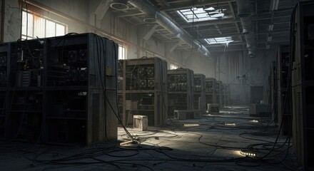 Bitcoin Mining Farm in an Abandoned Industrial Building