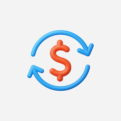 3d Realistic Money Exchange icon vector Illustration