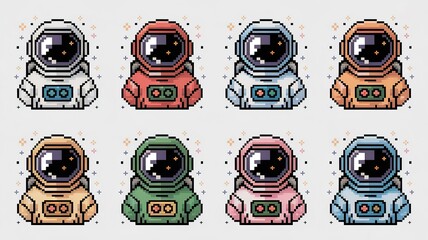 Pixel Art Astronaut Characters Set – Retro Space Game Assets
