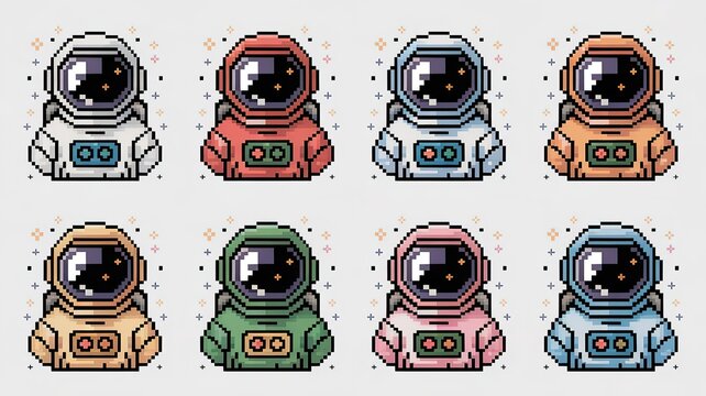 Pixel Art Astronaut Characters Set – Retro Space Game Assets