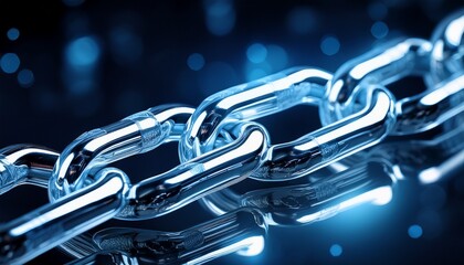 translucent chain links dark background light reflections close up intricate detail