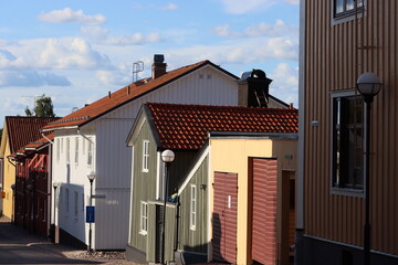 Sweden. Streets and houses in the city of Västervik in Sweden. Kalmar County.