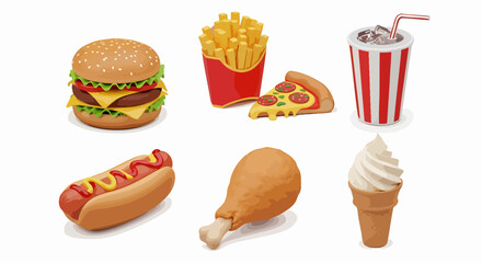 Collection of fast food items