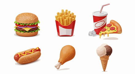 Collection of fast food items illustration