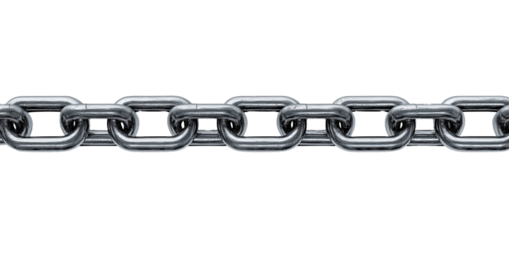 Horizontal Straight Chain Isolated on Transparent Background