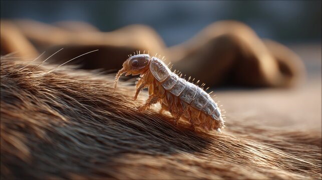 macro visualization of a botfly larva embedded beneath the skin of a mammal
