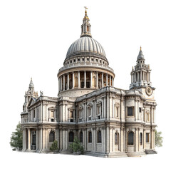 St Paul's Cathedral: A photorealistic architectural image of St Paul's Cathedral showcasing its iconic dome, intricate facade, and majestic presence.
