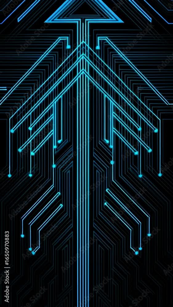 Fototapete black and white image of a series of blue lines and arrows. the image is abstract and has a futurist