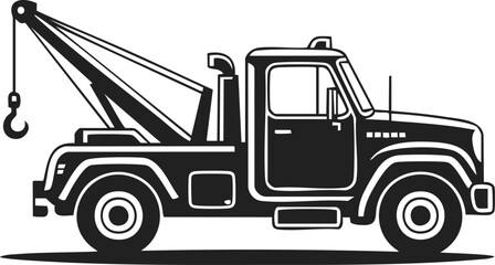 Naklejka premium Tow truck, recovery vehicle, roadside assistance, towing service, heavy-duty truck, tow rig, wrecker, vehicle transporter, auto rescue solution