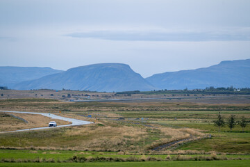 Icelandic roads, countryside, autumn landscape, Iceland