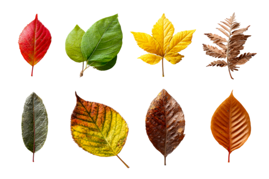 Seasonal leaves in various colors and shapes