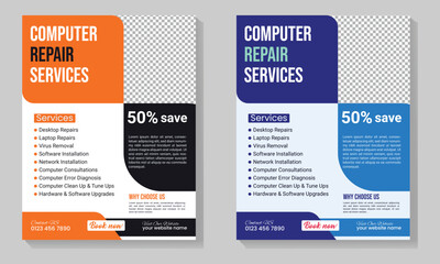 Obraz premium computer repair Service flyer Template