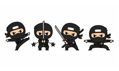 Four Chibi Cartoon Ninja Characters © bahar