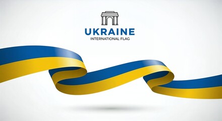 Waving Ukrainian Flag Ribbon Template Design for Independence Day National Symbolism and Patriotism Banner Background Vector Illustration