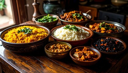 Assorted Indian dishes on a table