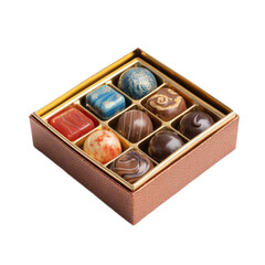 Box of assorted chocolates with a gold border