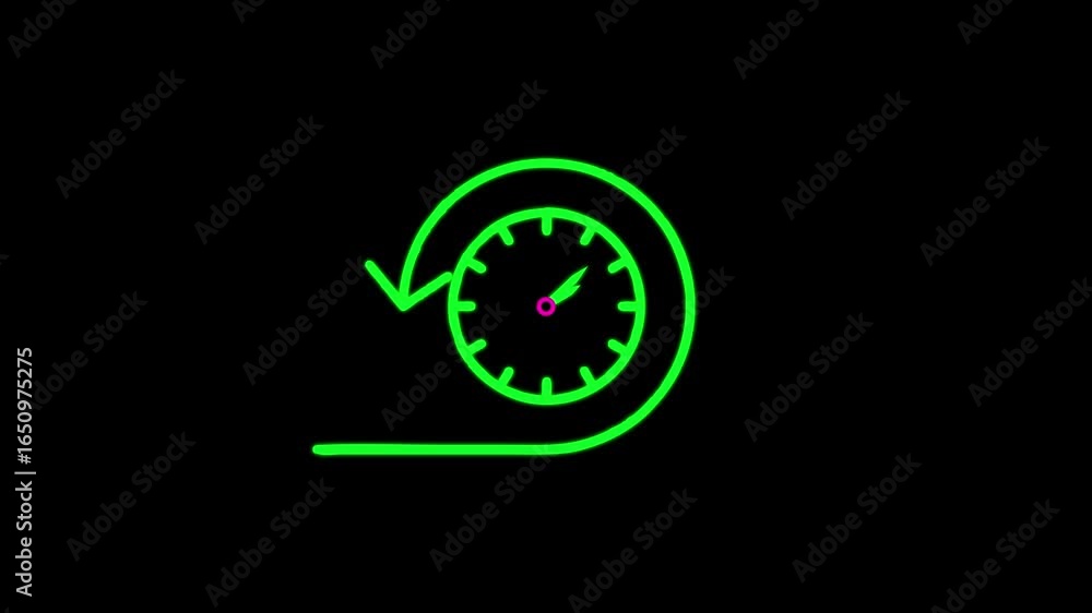 Poster 24 hours clock with backward arrow symbolizing time rewind, history review, or returning to a previo
