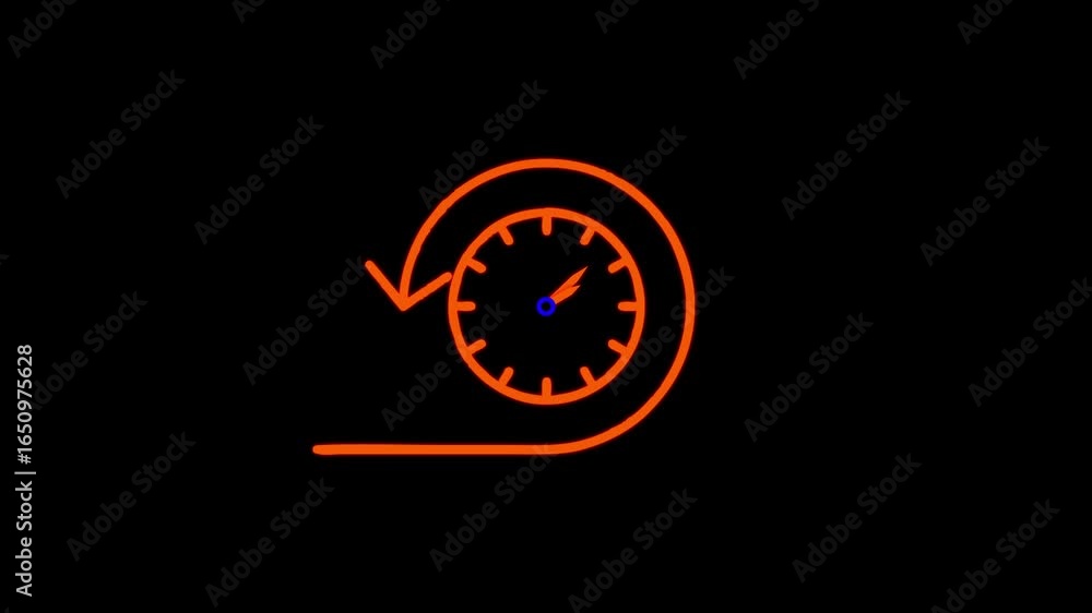 Poster 24 hours clock with backward arrow symbolizing time rewind, history review, or returning to a previo