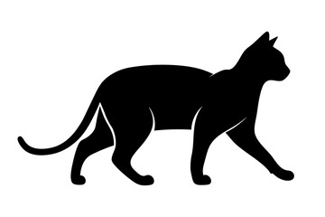 Walking cat black vector silhouette