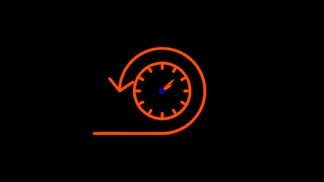 24 hours Clock  with Backward Arrow Symbolizing Time Rewind, History Review, or Returning to a Previous Moment