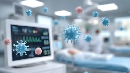 Virus particles in a medical monitoring environment