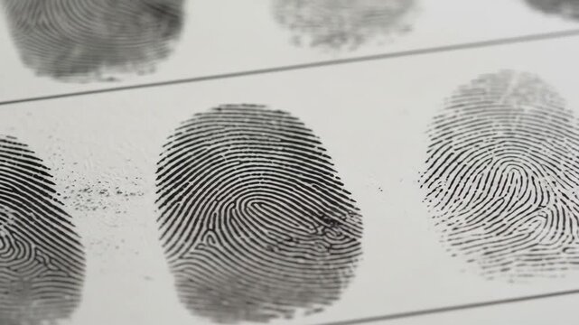 Confidential Crime Investigation. Fingerprint pattern paper for confidential crime investigation and forensic identification, highlighting forensic