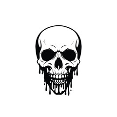 Grayscale Vector Skull with Dripping Paint Style Design Featuring Intricate Details Perfect for Halloween or Gothic Themed Projects and Creative Endeavors